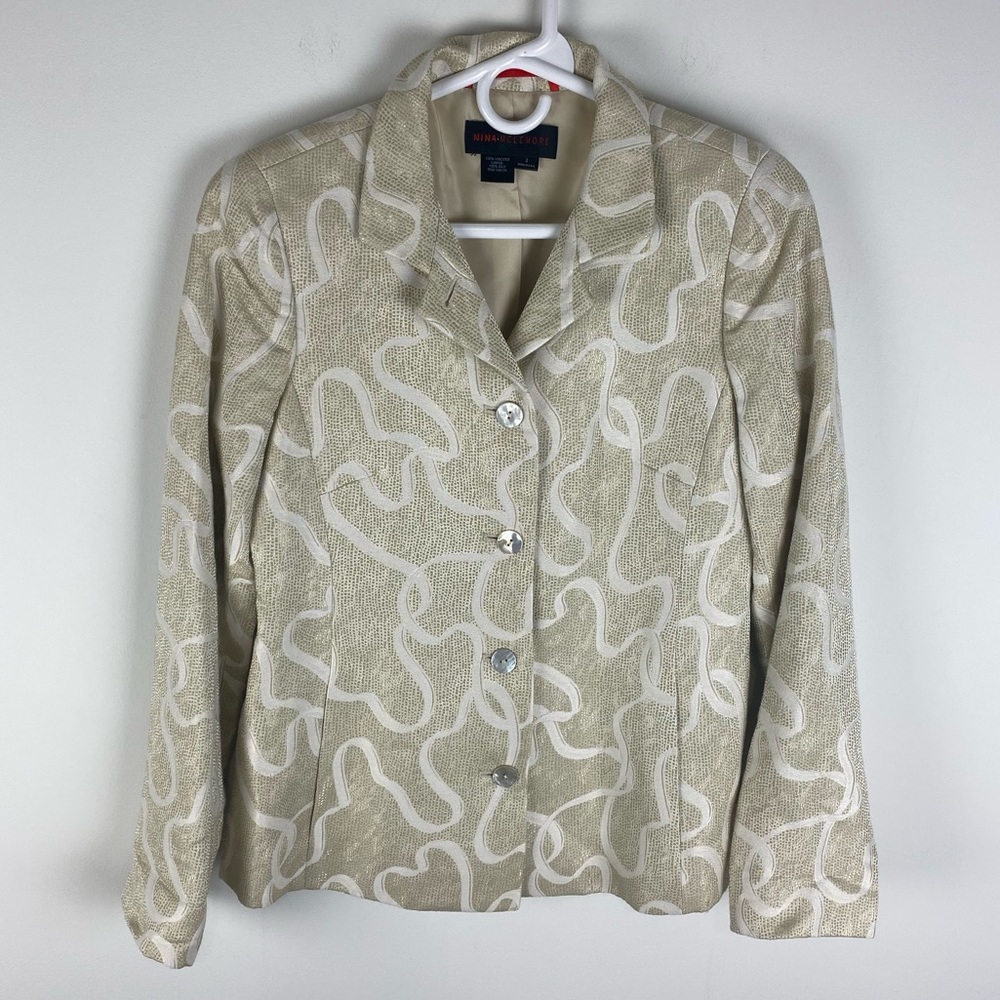 Nina McLemore USA viscose silk lined button jacket coat blazer, 2